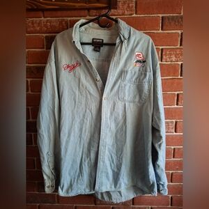 Vintage Blue denim NASCAR button up shirt
